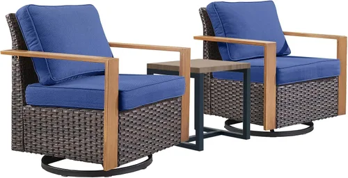 Vista 9 de Rilyson Sofá de mimbre para patio al aire libre, sofá de muebles de patio de ratán con marco resistente, mimbre de polietileno para todo