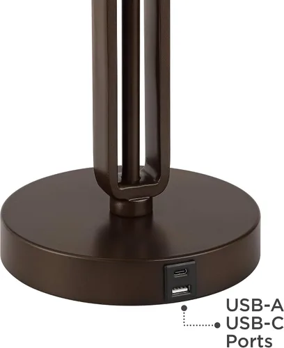 Vista 6 de Samuel - Lámpara de mesa pequeña de 20 pulgadas con USB y bronce frotado industrial Única