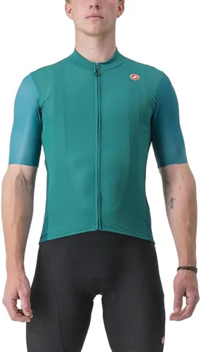 Vista 4 de CASTELLI Camiseta Endurance Elite para hombre, protección solar UV, manga de un cuarto de longitud para ciclismo de carretera y grava L Verde lima