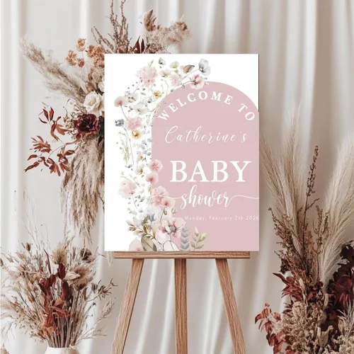 Vista 3 de Señal de Bienvenida para Baby Shower Niña, Señal Personalizada para Baby Shower, Señal de Patio para Fiesta de Baby Shower, Banner de Bienvenida