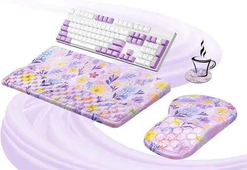 Vista 13 de Ospelelf Conjunto de Reposamuñecas Ergonómico de Alfombrilla para Ratón y Soporte para Teclado, Comodidad con Espuma Viscoelástica, Alivio del Dolor