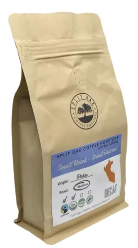 Vista 3 de Delicioso café orgánico descafeinado proceso de agua sin químicos, café peruano tostado medio, granos enteros de 12 onzas. Crema espresso dulce
