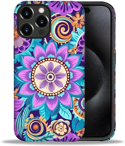 Vista 43 de CARLOCA Compatible con iPhone 12, Funda de Art Deco con patrón, TPU suave + PC duro 2 en 1, Funda protectora única con patrón, antiarañazos, TPU