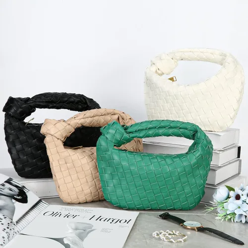 Vista 7 de Selighting Bolsos tejidos anudados para mujer, bolso de hombro Hobo de cuero sintético, hecho a mano, bolso de mano de diseñador
