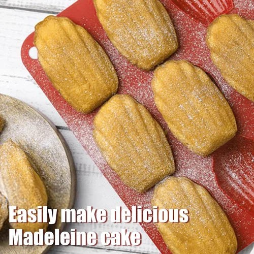Vista 3 de 2 moldes de silicona para madeleine, bandeja para hornear Madeline de 9 cavidades, molde para galletas en forma de concha