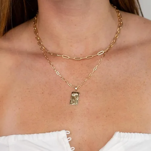 Vista 4 de Ava Riley Collar para mujer, gargantilla delicada chapada en oro de 14 quilates, collares de plata en capas para mujer, joyería de playa de moda