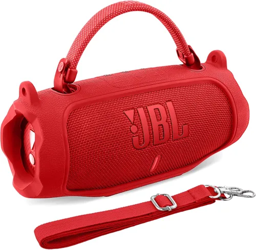 Vista 19 de Funda de silicona compatible con JBL Charge 5 Altavoz Bluetooth portátil impermeable (Cubierta de silicona negra)