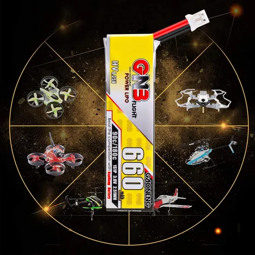 Vista 4 de Crazepony Batería LiPo de 660 mAh, 4 baterías LiHV de 3.8 V 90C/180C JST-PH2.0 conector para Eachines Trashcan Emax Tinyhawk Freestyle II Snapper7