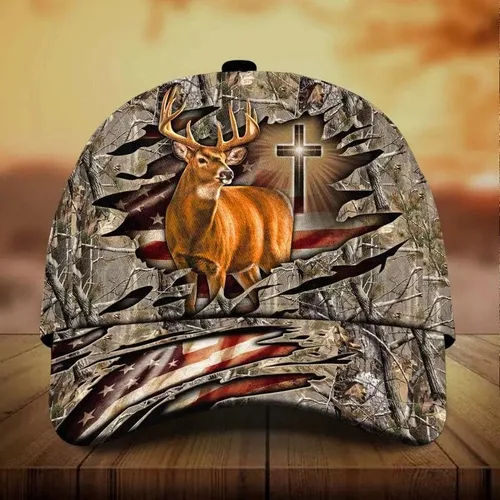 Vista 5 de Sombrero 3H de cruz y ciervos prémium multicolor personalizado, Multicolor, L