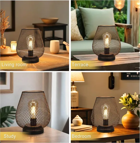 Vista 7 de JHY DESIGN Juego de 2 faroles LED de jaula de metal alimentados por batería, luz de acento inalámbrica con LED y temporizador de 6 horas, ideal