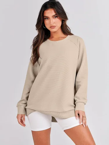 Vista 6 de ANRABESS Sudaderas de manga larga para mujer, cuello redondo, suave, con cremallera lateral, ropa 2023