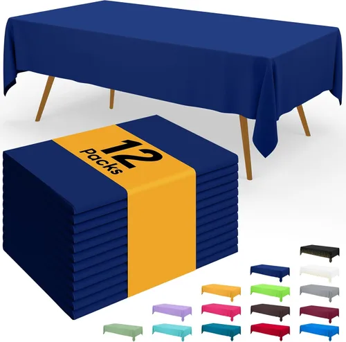 Vista 101 de Smiry - Juego de 6 manteles desechables, 54 x 78 pulgadas, manteles impermeables rectangulares para fiestas, cubierta de mesa de plástico