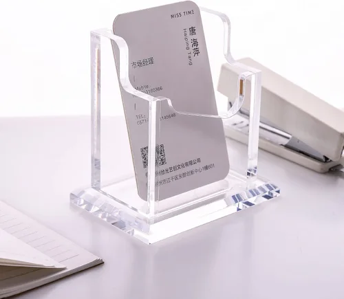 Vista 8 de SANRUI: Porta tarjetas de visita de acrílico para escritorio, Exhibidor vertical de tarjetas de visita transparente Organizador de tarjetas de visita