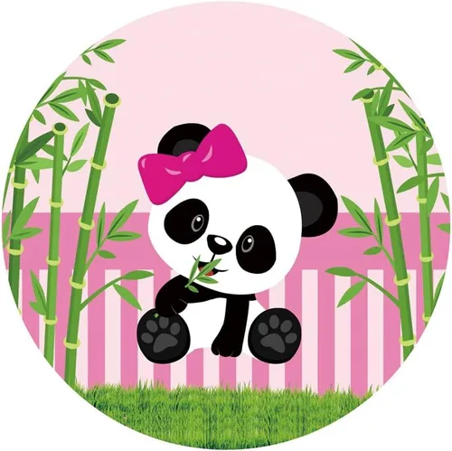 Vista 4 de Renaiss Fundas de fondo redondas de 3 x 3 pies para sesión de fotos, retratos de niños, Bamboo Grove, rayas rosas, fondo de fotografía, baby shower