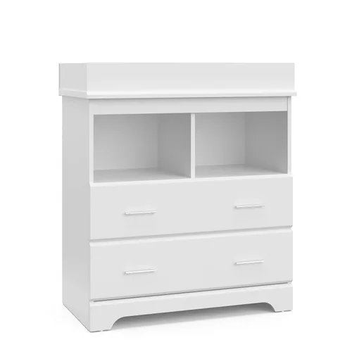 Vista 11 de Storkcraft Brookside Cómoda de 2 cajones con cambiador encima (negro) – Certificado Gold GREENGUARD, cómoda de cajones y cubos fácil de combinar