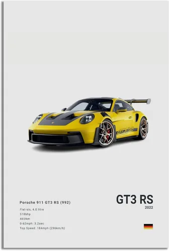 Vista 10 de Póster de Supercar 911 GT3RS Póster de Carreras Pintura de Pared Vintage Arte de Pared en Lienzo Pintura en Lienzo Pósteres Regalo de Cumpleaños