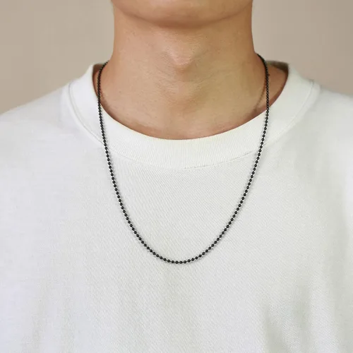 Vista 4 de VNOX Collar de cadena para perro, cadena militar de acero inoxidable para hombres y mujeres, collar de bolas de cuentas de 20 a 30 pulgadas