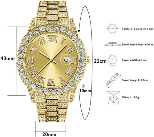 Vista 6 de SENRUD Reloj de pulsera analógico de cuarzo con diamantes de imitación de cristal para hombre