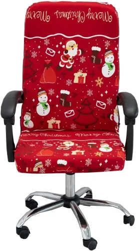 Vista 12 de Fundas navideñas para silla de oficina, funda protectora universal elástica para silla de jefe de respaldo alto moderno y sencillo (XMAS01, L)