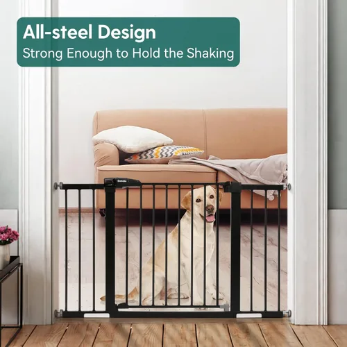 Vista 3 de Babelio Puerta de bebé para puertas y escaleras, puerta de 29 a 48 pulgadas con cierre automático para perrocachorro, fácil de instalar, montaje a