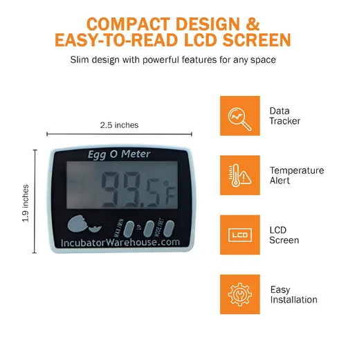 Vista 2 de Egg-O-Meter™ - Termómetro de huevo con pantalla digital grande con memoria mínima/máxima - Termómetro digital con sensor de temperatura