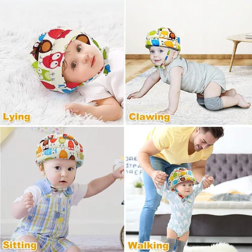 Vista 5 de Casco de seguridad para bebés pequeños, cojín ajustable, transpirable, sombrero de protección para bebés