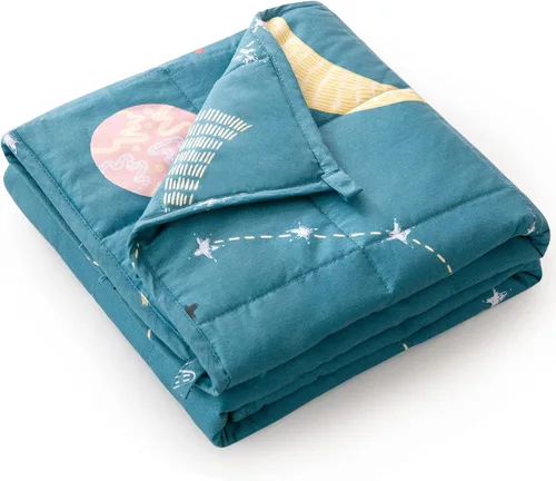Vista 13 de Mr. Sandman Manta con peso de 3 libras, lavable, mejor para 20 a 40 libras, manta pesada de algodón transpirable con cuentas de vidrio no tóxicas