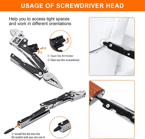 Vista 4 de NEXTOOL W4 - Llave de trinquete ajustable multiherramienta de 11 en 1, herramienta plegable EDC con alicates, cuchillo, sierra y destornillador