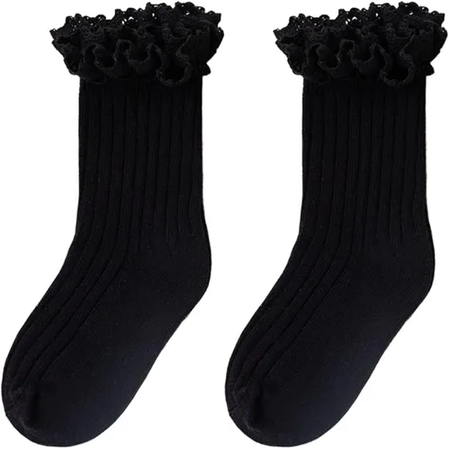 Vista 3 de Calcetines vintage de encaje al tobillo con volantes para niñas pequeñas