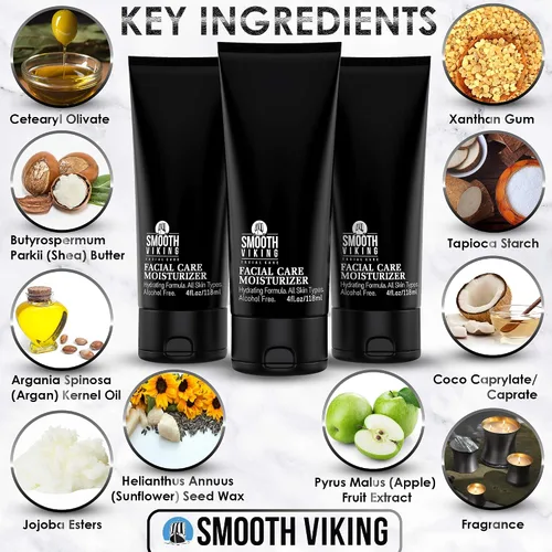 Vista 2 de Smooth Viking - Hidratante facial para hombre, loción facial hidratante diaria, 4 onzas, crema facial sin alcohol para pieles sensibles, secas