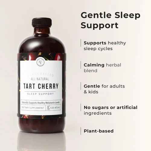 Vista 6 de Rowe Casa Organics Tart Cherry - Soporte orgánico para dormir con raíz de valeriana, apoya la regulación del ciclo del sueño y la recuperación