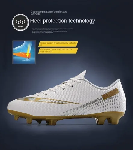Vista 4 de Tacos de fútbol bajos de cuero, de grado profesional con cordones, ideales para entrenamiento y competición en terreno firme y césped, unisex