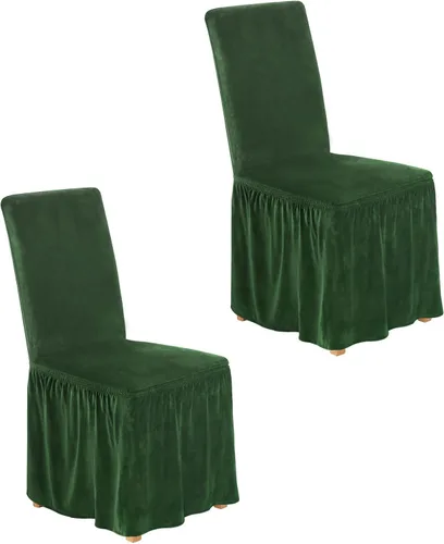 Vista 31 de NICEEC Fundas de silla de elastano para sillas de comedor, juego de 2 fundas de silla de comedor extraíbles con falda, fundas para sillas Parson