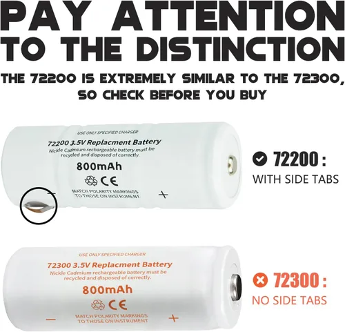 Vista 6 de Repuesto para batería Welch Allyn 72200, batería recargable de níquel cadmio de 3.5 V 800 mAh, compatible con manijas de alimentación 60835, 71000