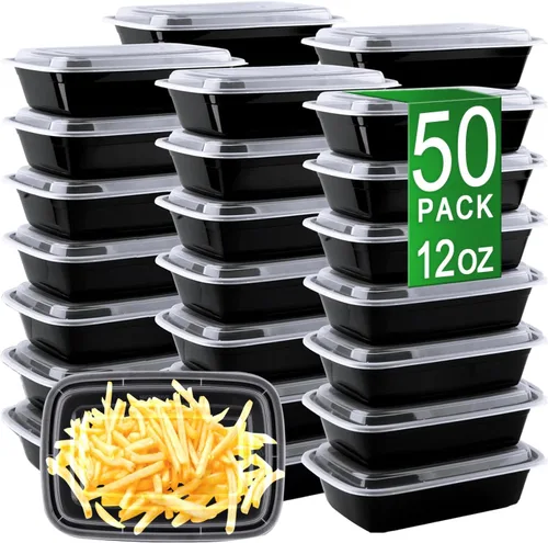 Vista 10 de Contenedores para preparación de comidas, paquete de 50 de 24 oz (100 piezas) contenedores desechables para almacenamiento de comida para llevar