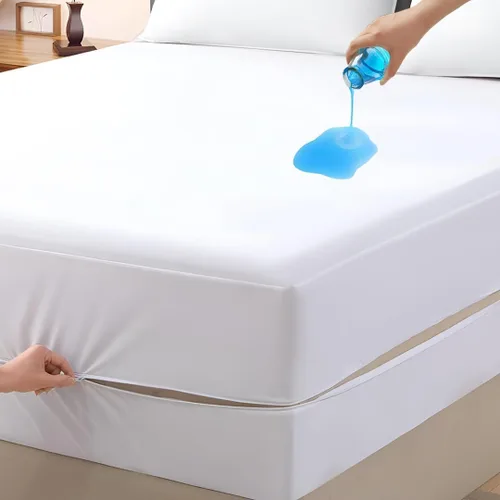 Vista 11 de Protector de colchón tamaño individual, funda 100% impermeable con cremallera, 15 pulgadas de profundidad, funda de colchón de seis caras para cama