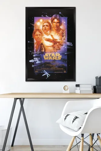 Vista 6 de Star Wars: Episodio 4 (A New Hope) - Póster de pared, 24 x 36 pulgadas, 36 pulgadas de largo x 24 pulgadas, versión enmarcada en negro