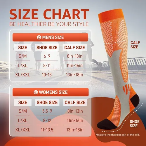 Vista 6 de Kickticks 4 pares de calcetines de compresión para mujer y hombre, unisex, 20-30 mmHg hasta la rodilla, tallas grandes, pantorrillas anchas
