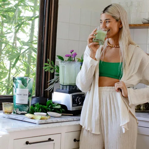 Vista 6 de SAKARA Protein + Greens Super Powder - 30 porciones, mezcla orgánica a base de plantas con cáñamo, calabaza, proteína de guisante, pasto de trigo