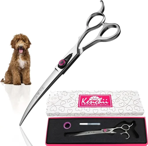 Vista 14 de Kenchii Tijeras de aseo para perros Love de 7 pulgadas rectas