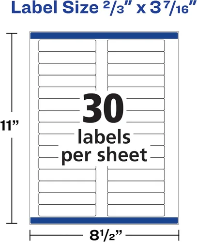 Vista 4 de Avery File Folder Labels with Sure Feed, 2/3" x 3-7/16", 750 Printable Labels, Removable, White (8066)