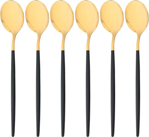 Vista 8 de Juego de cubiertos de espejo de 30 piezas de acero inoxidable 18/0, utensilios de cocina para cena, postre, pastel, té, café, vajilla para 6