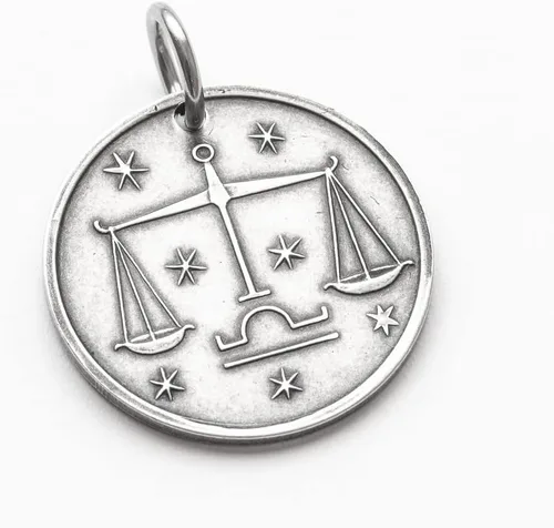 Vista 2 de Collar de plata de la luna del zodiaco Libra, Plata, No es una piedra preciosa