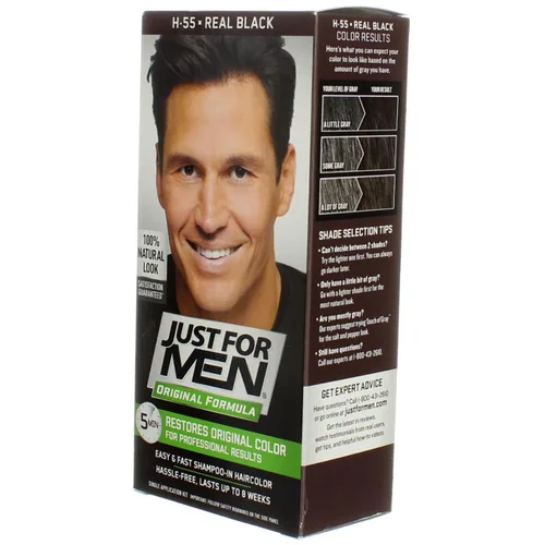 Vista 3 de JUST FOR MEN Tinte para el cabello H-55 negro real 1 unidad (paquete de 5)
