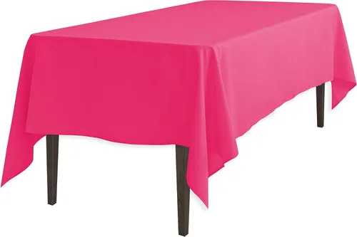 Vista 16 de Linenlanding Mantel rectangular de 60 x 102 pulgadas para mesa circular para bodas, mesas de bufé, fiestas, cenas de vacaciones (1, azul bebé)