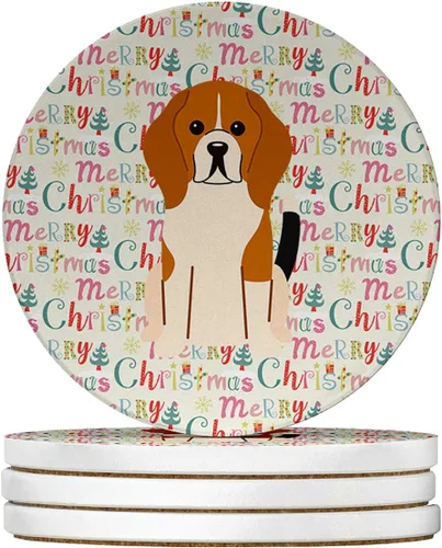 Vista 155 de Abyssinian Sand Terrier Merry Christmas - Posavasos grandes de piedra arenisca (4 unidades)