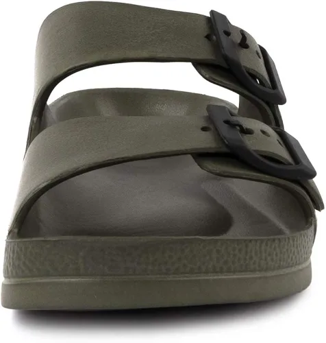 Vista 3 de FUNKYMONKEY - Sandalias planas cómodas para mujer, de etilvinilacetato, ajustables con hebilla doble