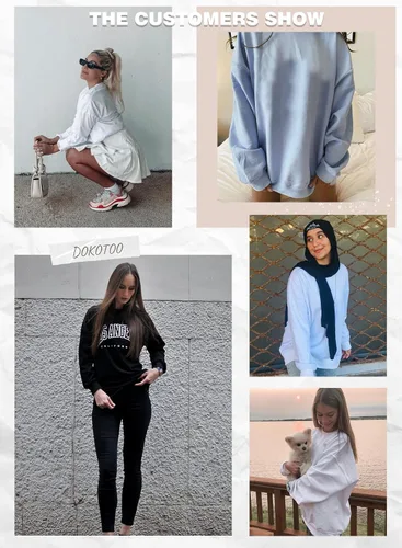 Vista 5 de Dokotoo Sudaderas largas con cuello redondo para mujer, estilo vintage, básicas, de gran