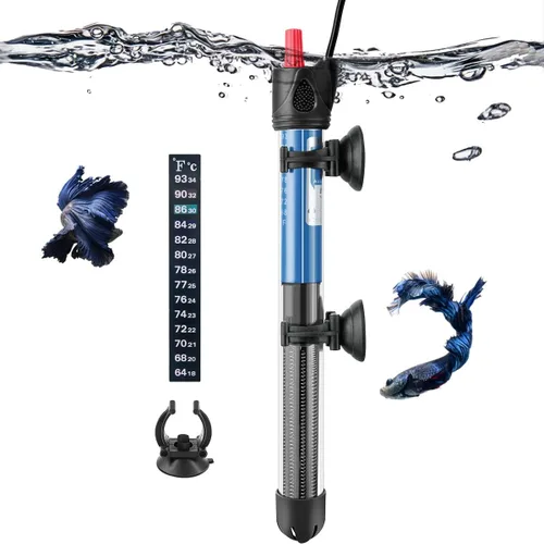 Vista 9 de FEDOUR Calentador sumergible de acuario de 50 W, 100 W, 300 W, calentador de agua de vidrio ajustable para tanque de peces y tortugas de 5 a 70