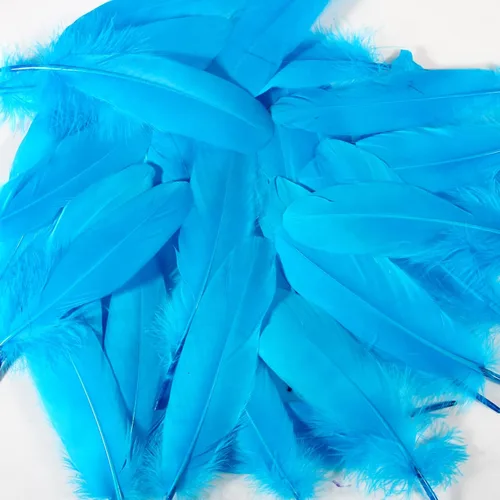 Vista 3 de THARAHT 120 plumas de ganso azul aguamarina naturales a granel de 6-8 pulgadas 5.9-7.9 in para manualidades, bricolaje, cosplay, boda, fiesta